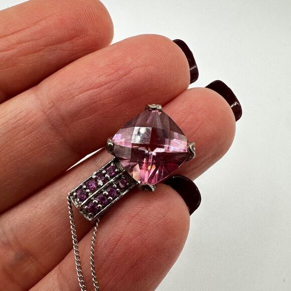 Vintage STS Chuck Clemency pink topaz and Sterling silver necklace! - Picture 2 of 15